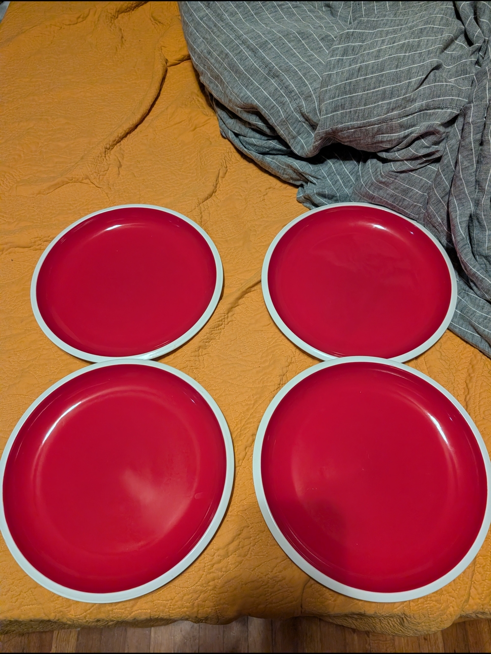 Rachael Ray Red and White Dinner Plates - Set of 4